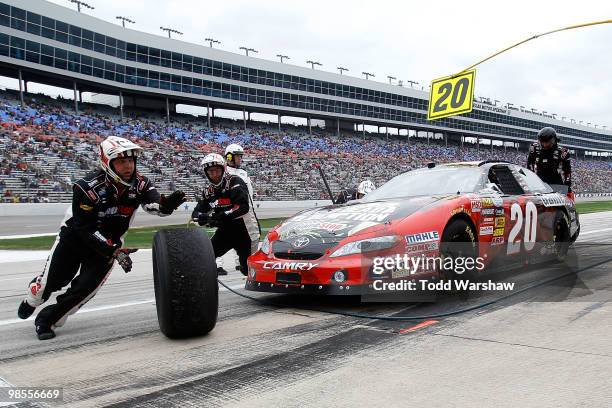 Joey Logano, driverof the GameStop / Red Dead Redemption Toyota, pits during the NASCAR Nationwide Series O'Reilly Auto Parts 300 at Texas Motor...