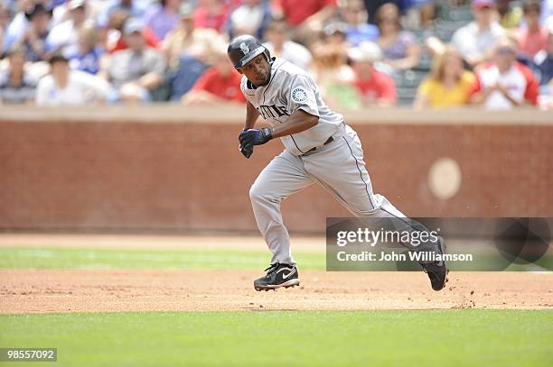 Chone Figgins of the Seattle Mariners runs the bases during the game against the Texas Rangers at Rangers Ballpark in Arlington in Arlington, Texas...
