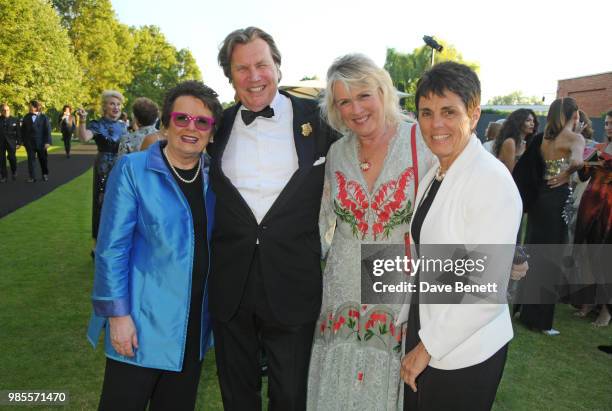 Billie Jean King, Theo Fennell, Louise Fennell and Ilana Kloss attends the Argento Ball for the Elton John AIDS Foundation in association with...