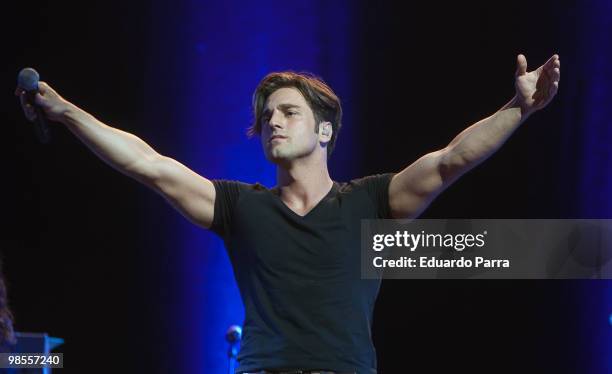 Singer David Bustamante and performs during a concert at the Lope de Vega Theatre on April 19, 2010 in Madrid, Spain.