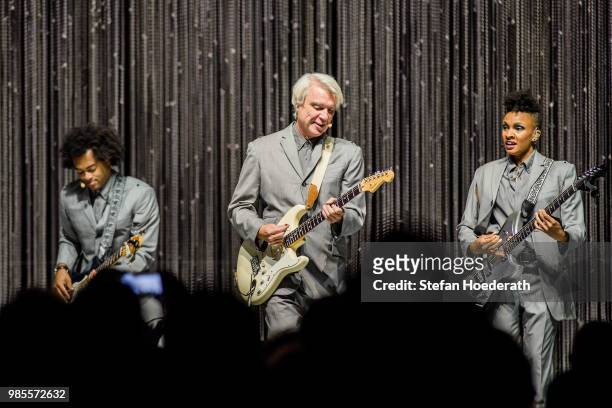 Singer David Byrne performs live on stage during a concert at Tempodrom on June 27, 2018 in Berlin, Germany.