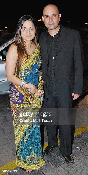 Atul and Alvira Agnihotri at the wedding reception of Laila Khan and Farhan Furniturewala in Mumbai on April 16, 2010.