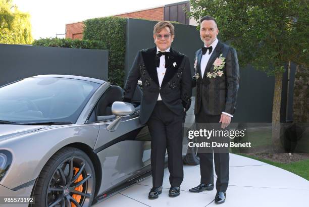 Sir Elton John and David Furnish attend the Argento Ball for the Elton John AIDS Foundation in association with BVLGARI & Bob and Tamar Manoukian on...