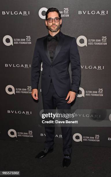 Tom Ellis attends the Argento Ball for the Elton John AIDS Foundation in association with BVLGARI & Bob and Tamar Manoukian on June 27, 2018 in...