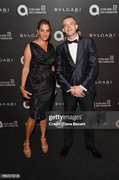 Tracey Emin and Russell Tovey attend the Argento Ball for the Elton John AIDS Foundation in association with BVLGARI & Bob and Tamar Manoukian on...