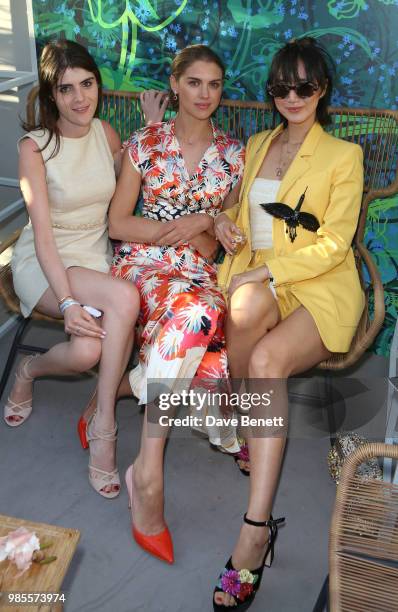 Lexi Abrams, Sabrina Percy, and Betty Bachz attend the Perrier Jouet VIP reception on the Perrier Jouet Champagne Terrace at Masterpiece London at...