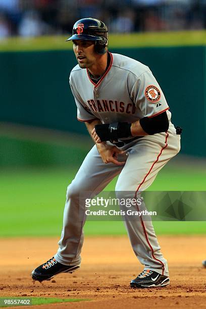 Mark DeRosa of the San Francisco Giants during the game against the Houston Astros on Opening Day at Minute Maid Park on April 5, 2010 in Houston,...