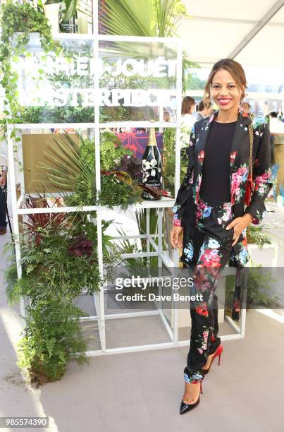 Emma Weymouth attends the Perrier Jouet VIP reception on the Perrier Jouet Champagne Terrace at Masterpiece London at the Royal Hospital Chels