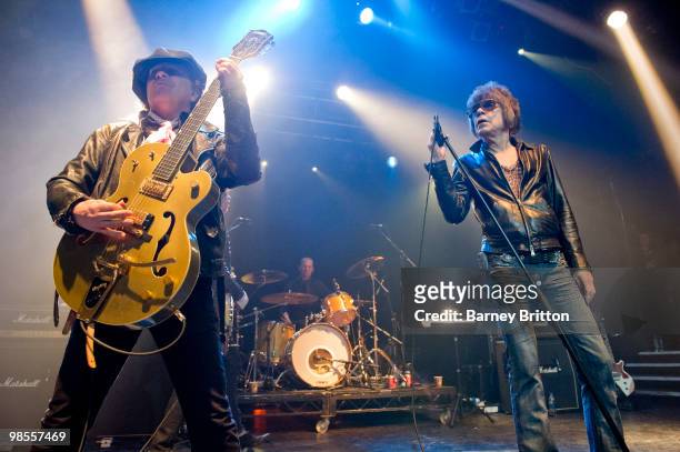 Sylvain Sylvain and David Johansen of New York Dolls perform on stage at KOKO on April 19, 2010 in London, England.