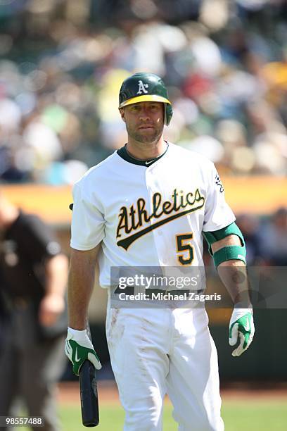 Kevin Kouzmanoff of the Oakland Athletics standing on the field during the game against the Seattle Mariners at the Oakland Coliseum in Oakland,...