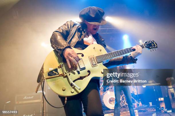 Sylvain Sylvain of New York Dolls performs on stage at KOKO on April 19, 2010 in London, England.