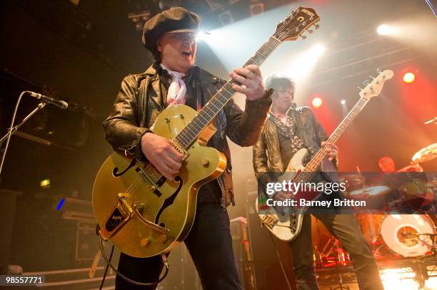 Sylvain Sylvain and Sami Yaffa of New York Dolls perform on stage at KOKO on April 19, 2010 in London, England.