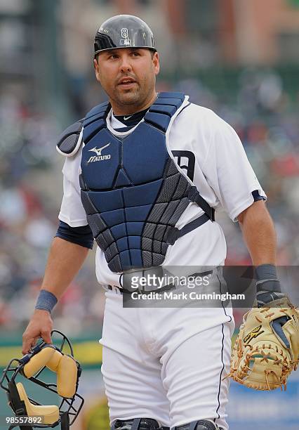 Gerald Laird of the Detroit Tigers looks on against the Cleveland Indians during Opening Day at Comerica Park on April 9, 2010 in Detroit, Michigan....