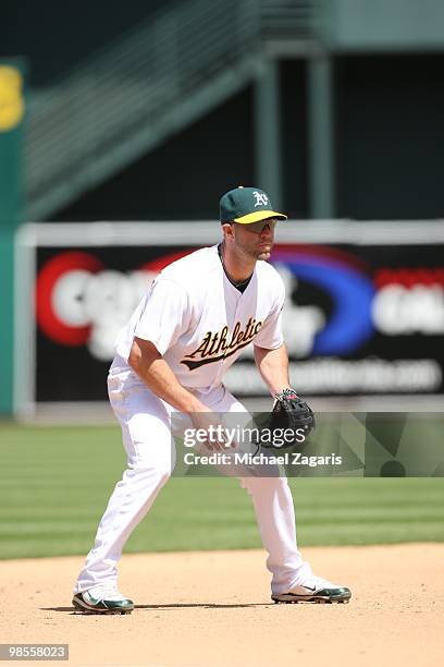 Kevin Kouzmanoff of the Oakland Athletics fielding during the game against the Seattle Mariners at the Oakland Coliseum in Oakland, California on...