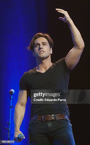 Singer David Bustamante performs during a concert at the Lope de Vega Theatre on April 19, 2010 in Madrid, Spain.