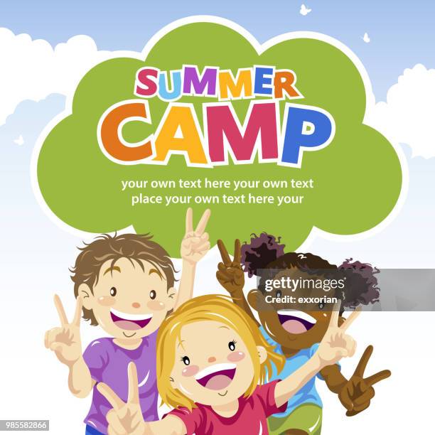 kinder-sommer-camp - ferienlager stock-grafiken, -clipart, -cartoons und -symbole