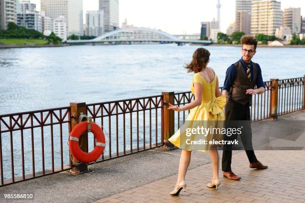 swing dancers at sunset - free pictures ballroom dancing stock pictures, royalty-free photos & images