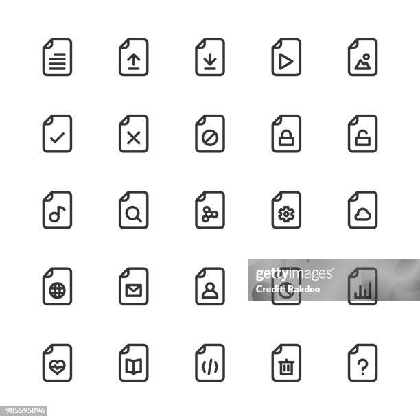 file icons - line series - security response stock illustrations