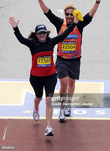 Jenny Craig spokesperson Valerie Bertinelli completes the Boston Marathon four days before her 50th birthday April 19, 2010 along with trainer...