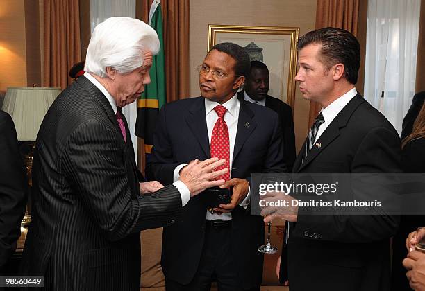 Bill Austin of the Starkey Hearing Foundation, President Jakaya Kikwete and Goodwill Ambassador Doug Pitt attend the Tanzania Education Trust New...