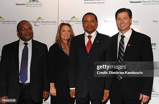 Professor Jumanne Maghembe, Lisa Pitt, President Jakaya Kikwete and Goodwill Ambassador Doug Pitt attend the Tanzania Education Trust New York Gala...