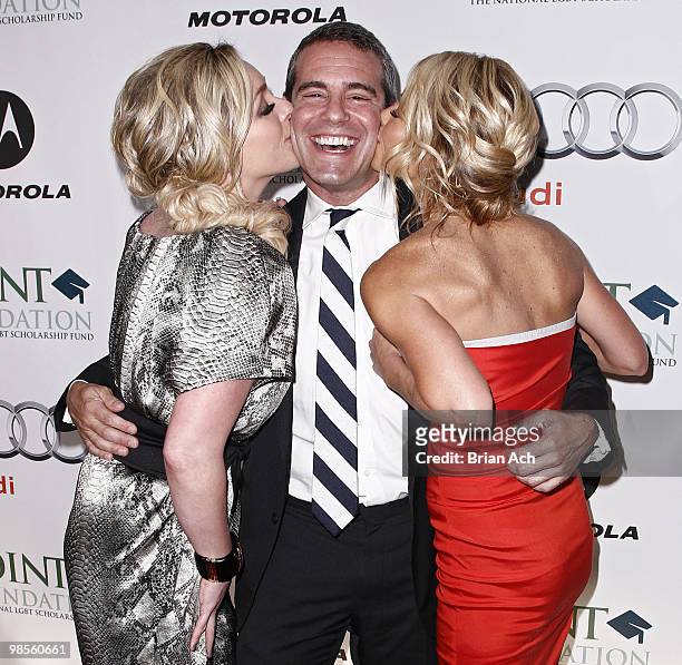 Actress Jane Krakowski, Andy Cohen, and television personality Kelly Ripa attend The Point Foundation's 3rd Annual Point Honors New York Gala at The...