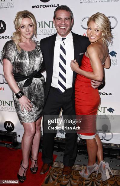 Actress Jane Krakowski, Andy Cohen, and television personality Kelly Ripa attend The Point Foundation's 3rd Annual Point Honors New York Gala at The...