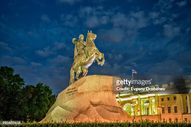 bronze horsman - statue of peter the great in st. petersburg - peter the great statue stock pictures, royalty-free photos & images