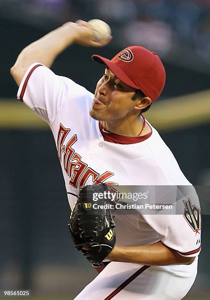 Starting pitcher Rodrigo Lopez of the Arizona Diamondbacks pitches against the St. Louis Cardinals during the Major League Baseball game at Chase...