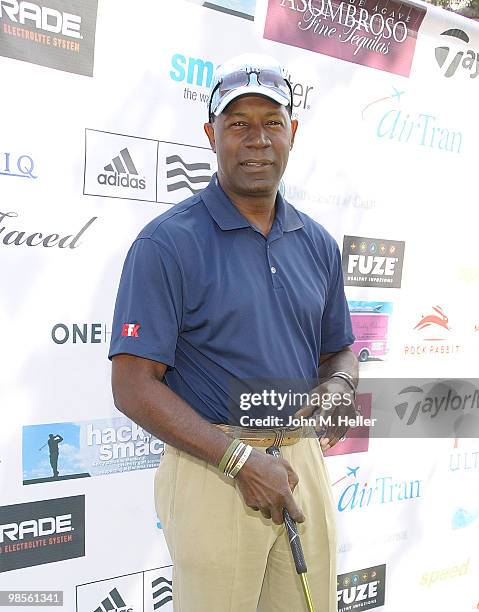 Actor Dennis Haysbert attends the 7th Annual Hack n' Smack Celebrity Golf Tournament benefiting the Melanoma Research Foundation at El Caballero...