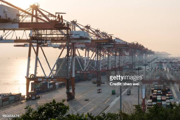international container terminal in shanghai, china - wei shen ストックフォトと画像
