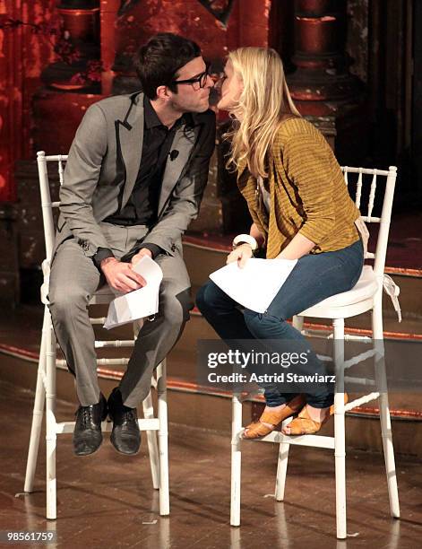 Zachary Quinto and Mamie Gummer perform during Stars Give Love - A Very Special Benefit For WET's 11th Season at The Angel Orensanz Foundation on...