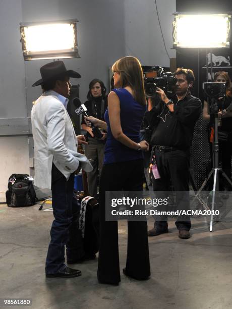 Musician George Strait backstage during Brooks & Dunn's The Last Rodeo Show at the MGM Grand Garden Arena on April 19, 2010 in Las Vegas, Nevada.