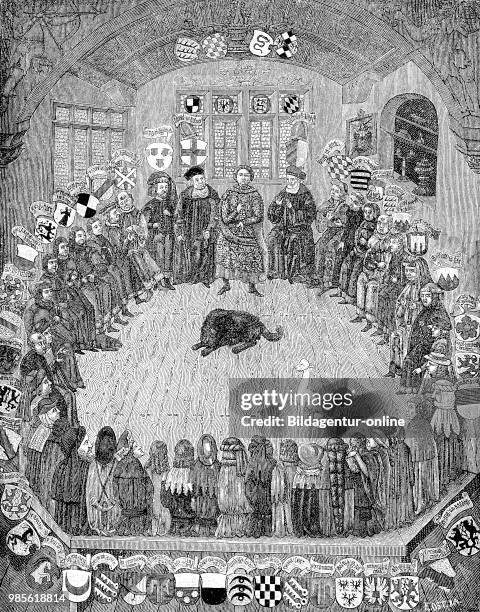 Meeting of the Swabian Circle, early 16th century, Germany. The Circle of Swabia or Swabian Circle, Schwaebischer Reichskreis, also Schwaebischer...