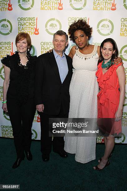Lynn Green, William Lauder, Macy Gray and Jane Lauder attend the Macy Gray concert benefiting Origins Global Earth Initiatives at Webster Hall on...