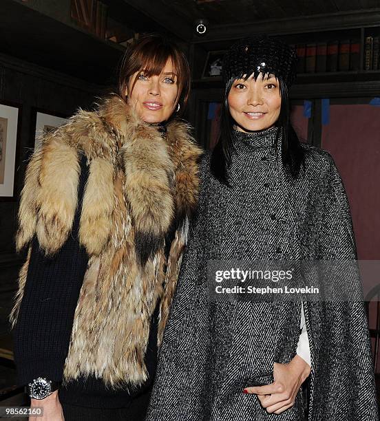 Models Carol Alt and Irina Pantaeva attend the after party for the Cinema Society screening of "Multiple Sarcasms" at The Lion on April 19, 2010 in...