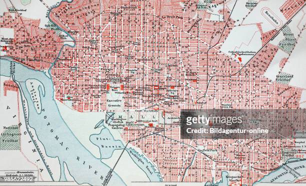 City map from the year 1892: Washington D.C., America, USA, digital improved reproduction of an original print from the year 1895.