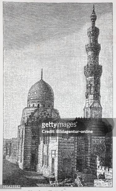 Moschee Kait-Bey, Grabmoschee von Qait-Bey, Kairo, _gypten, digital improved reproduction of an original print from the year 1895.