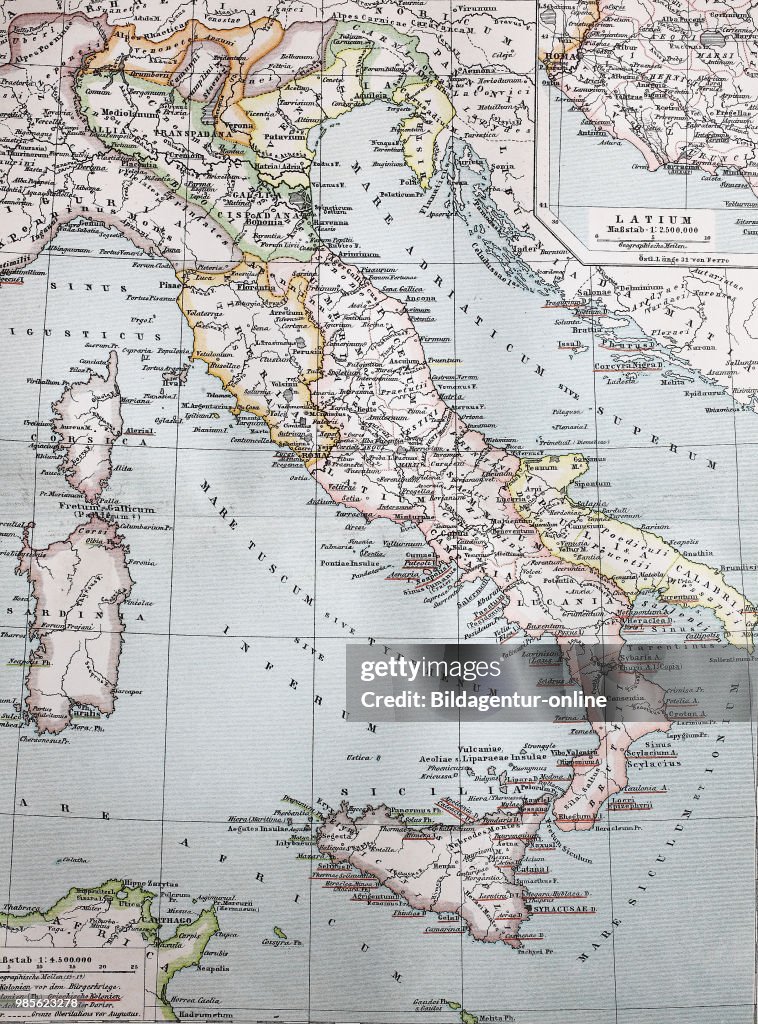 Landkarte von Italien im Jahre 1895