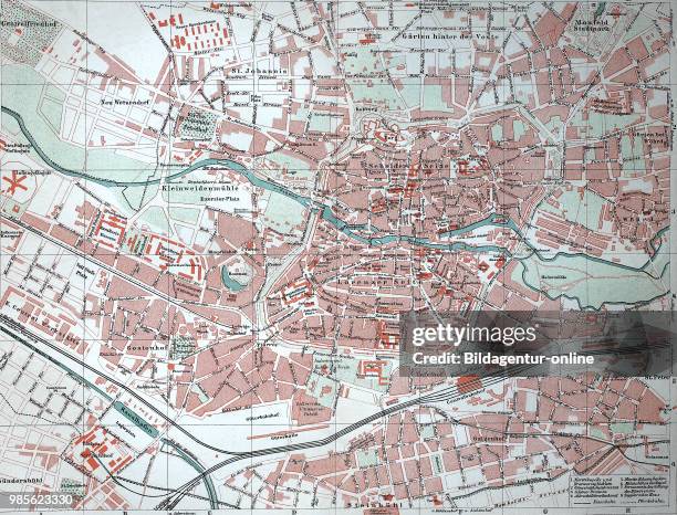 Stadtplan von Nuernberg, Deutschland city map of Nuremberg, Germany, digital improved reproduction of an original print from the year 1895.