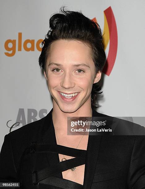 Figure skater Johnny Weir attends the 21st annual GLAAD Media Awards at Hyatt Regency Century Plaza on April 17, 2010 in Century City, California.