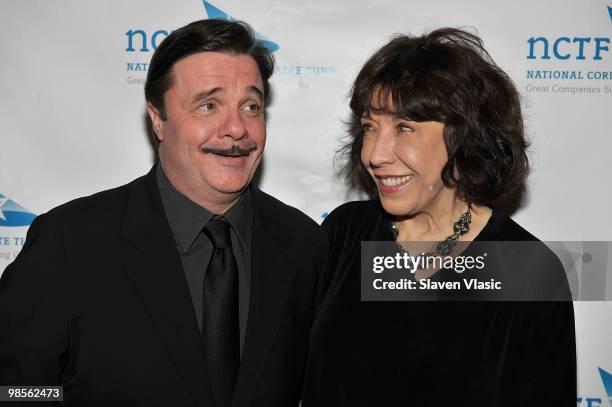 Actors Nathan Lane and Lily Tomlin attend the 2010 National Corporate Theatre Fund's Chairman's Awards Gala at the Saint Regis Hotel on April 19,...