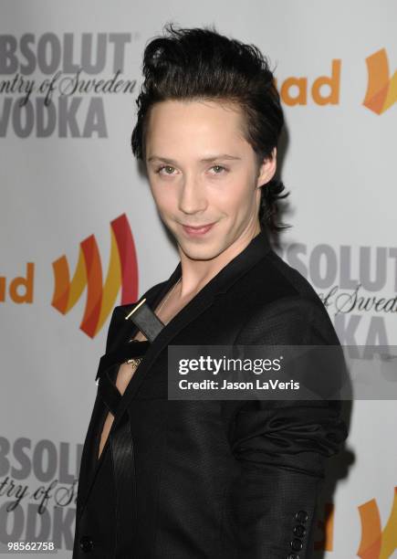 Figure skater Johnny Weir attends the 21st annual GLAAD Media Awards at Hyatt Regency Century Plaza on April 17, 2010 in Century City, California.