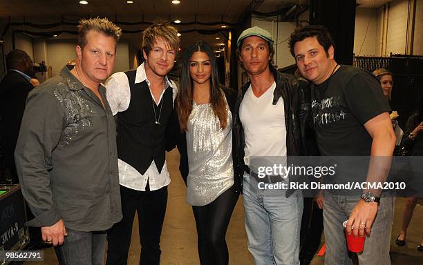 Musician Gary LeVox of Rascal Flatts, Musician Joe Don Rooney of Rascal Flatts, Model Camila Alves, Actor Matthew McConaughey and Musician Jay...