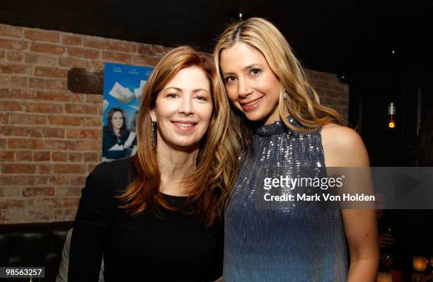 Actresses Dana Delaney and Mira Sorvino attend the after party for the Cinema Society screening of "Multiple Sarcasms" at The Lion on April 19, 2010...