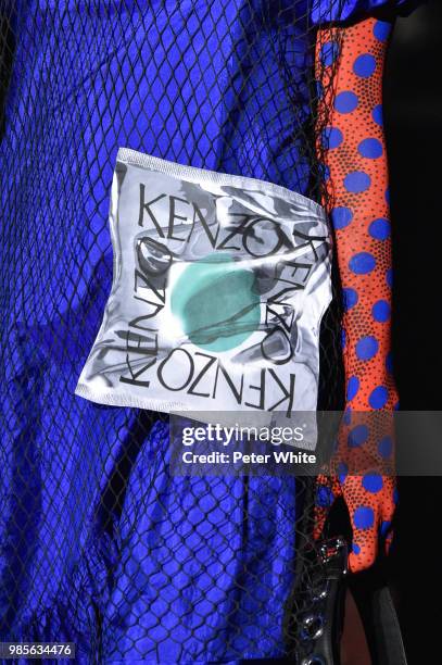 Model, fashion detail, walks the runway during the Kenzo Menswear Spring/Summer 2019 show as part of Paris Fashion Week on June 24, 2018 in Paris,...