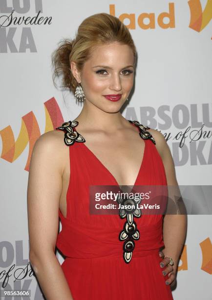 Actress Dianna Agron attends the 21st annual GLAAD Media Awards at Hyatt Regency Century Plaza on April 17, 2010 in Century City, California.