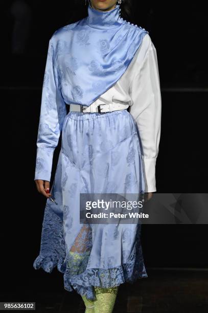 Model, fashion detail, walks the runway during the Kenzo Menswear Spring/Summer 2019 show as part of Paris Fashion Week on June 24, 2018 in Paris,...