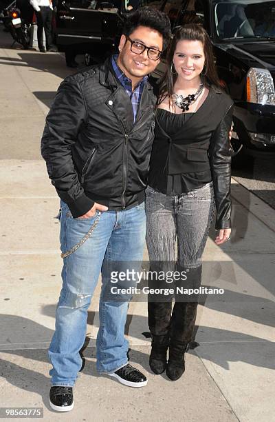 American Idol contestants Andrew Garcia and Katie Stevens visit "Late Show With David Letterman" at the Ed Sullivan Theater on April 19, 2010 in New...
