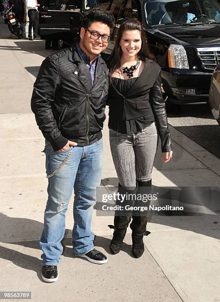 American Idol contestants Andrew Garcia and Katie Stevens visit "Late Show With David Letterman" at the Ed Sullivan Theater on April 19, 2010 in New...